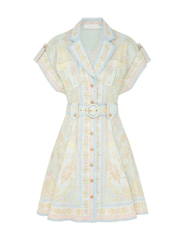 Women Zimmermann Dresses and Coverups Acacia Mini Shirt Dress Mint Multi