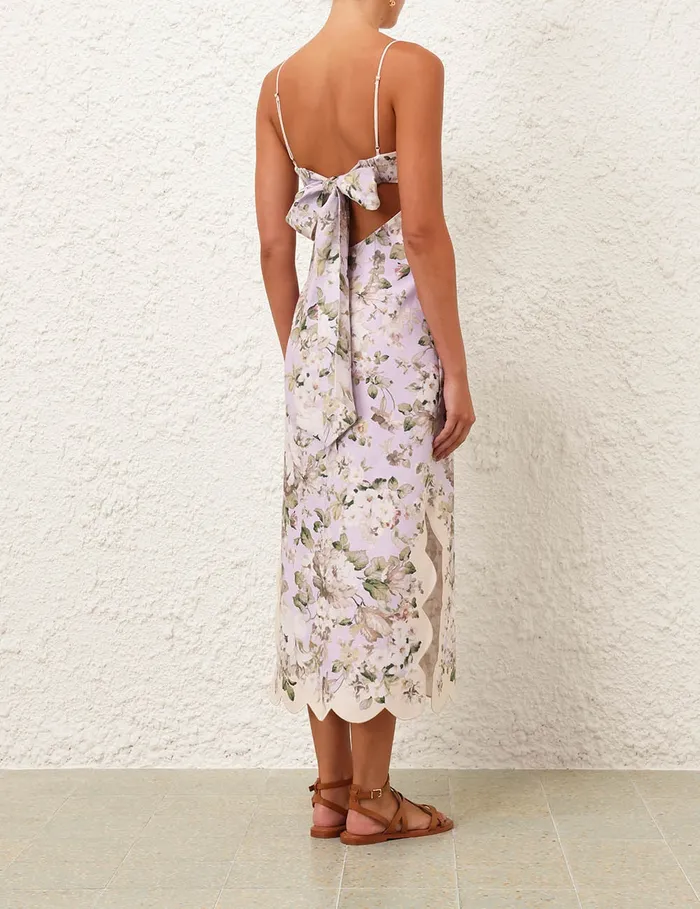 Women Zimmermann Dresses and Coverups Acacia Scallop Midi Dress Lilac Floral