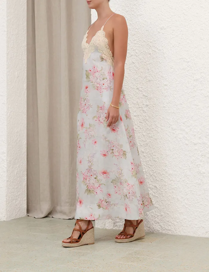 Women Zimmermann Dresses and Coverups Halliday ALine Maxi Dress Blue Watercolour Floral
