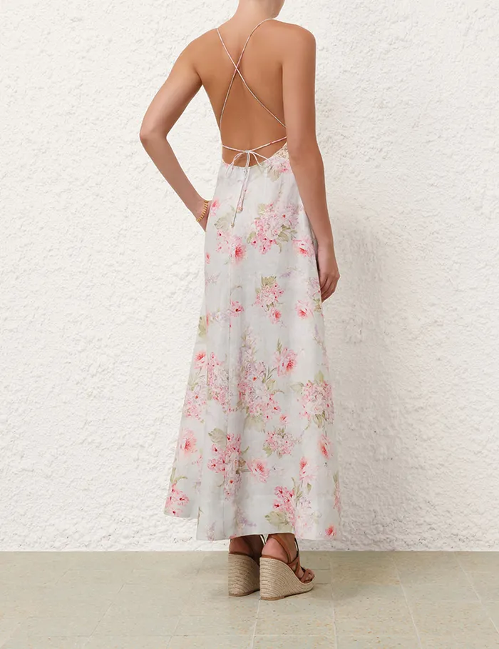 Women Zimmermann Dresses and Coverups Halliday ALine Maxi Dress Blue Watercolour Floral