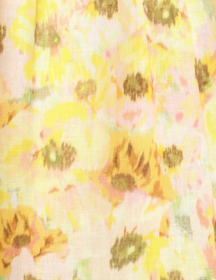 Women Zimmermann Dresses and Coverups Lightburst Cut Out Midi Dress Yellow Floral