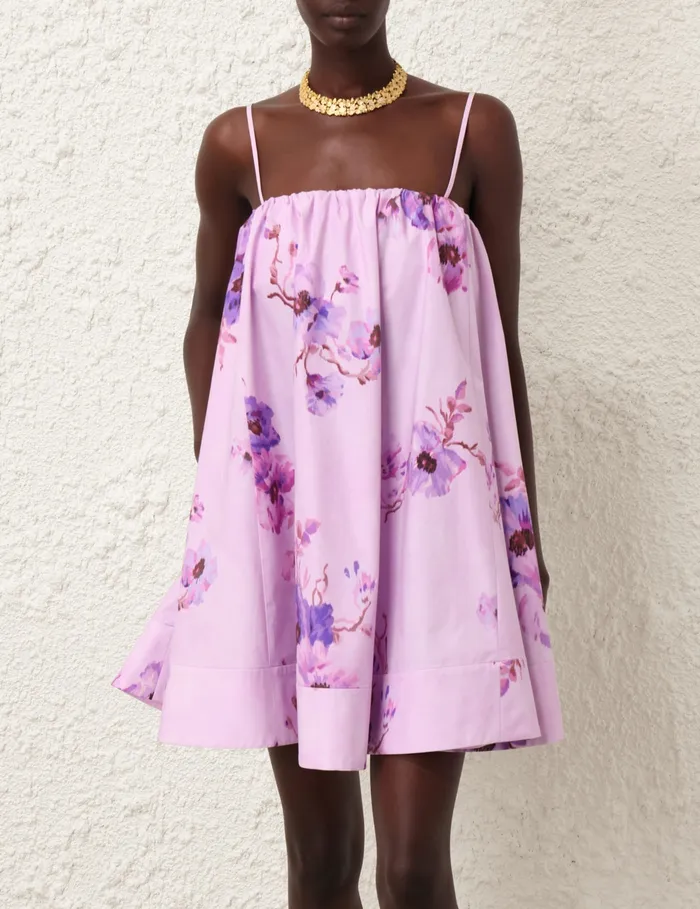 Women Zimmermann Dresses and Coverups Lightburst Puff Mini Dress Purple Floral