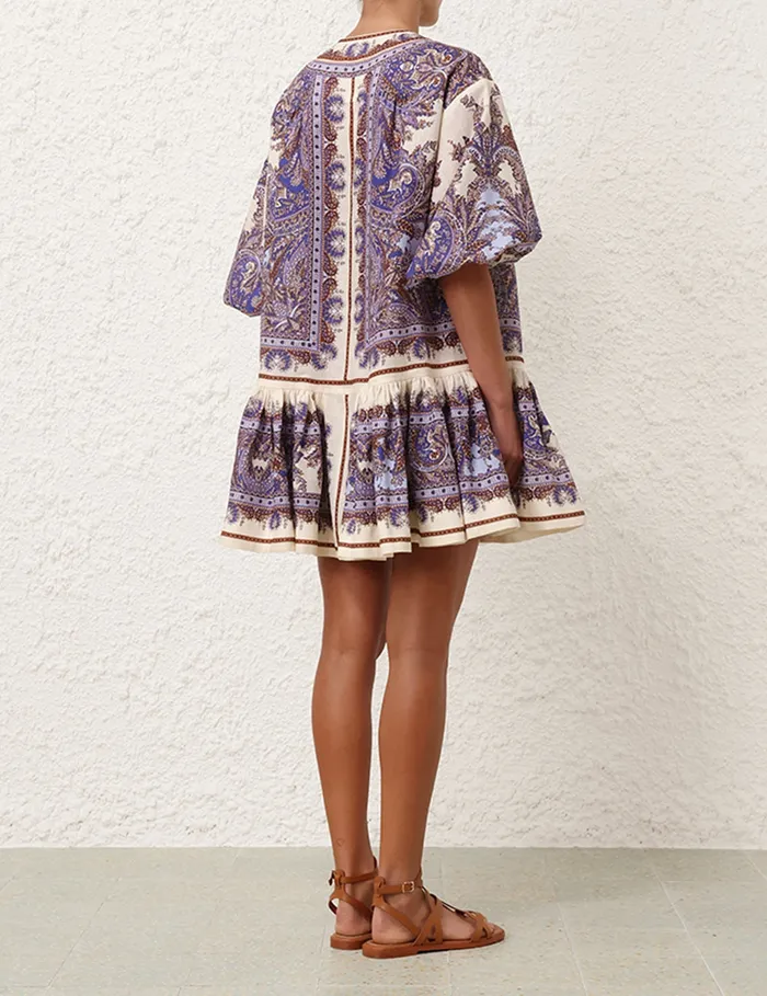 Women Zimmermann Dresses and Coverups Ottie Eyelet Mini Dress Purple Paisley