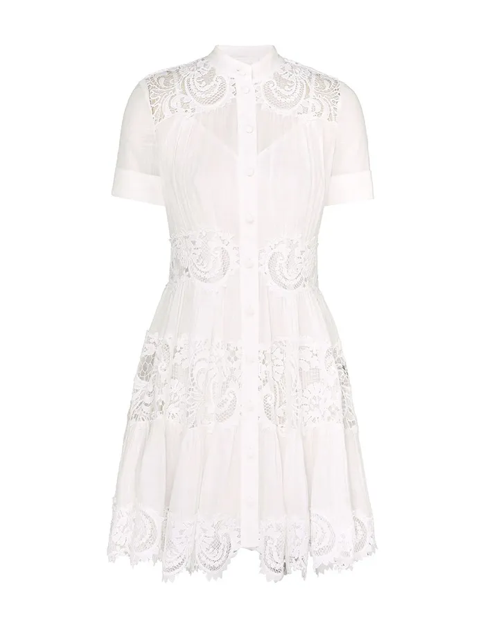 Women Zimmermann Dresses and Coverups Pop Lace Trimmed Mini Dress Ivory
