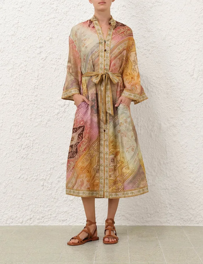 Women Zimmermann Dresses and Coverups Tallow Midi Shirt Dress Ombre Multi