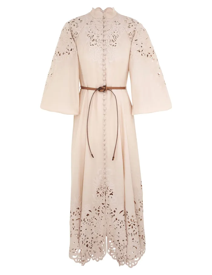 Women Zimmermann Dresses and Coverups Wylie Embroidered Billow Dress Cream