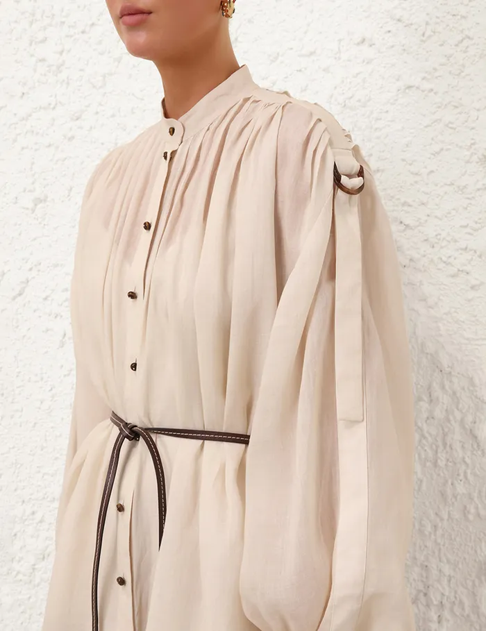 Women Zimmermann Dresses and Coverups Wylie Midi Shirt Dress Sepia Palm