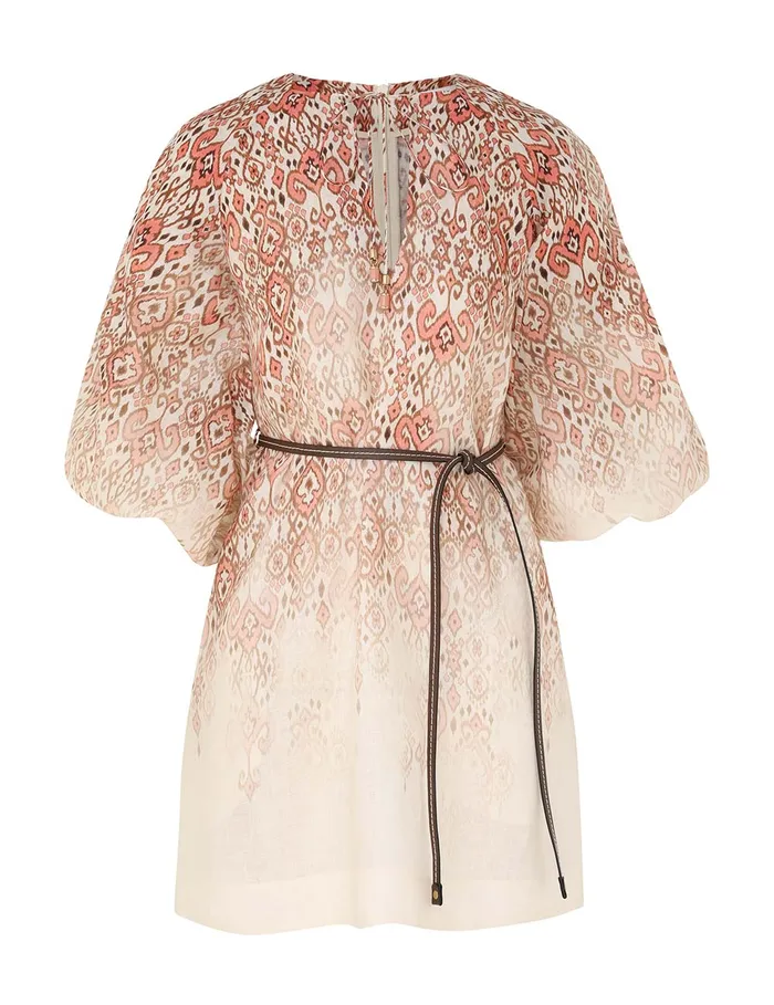 Women Zimmermann Dresses and Coverups Wylie Mini Dress Peach Ikat