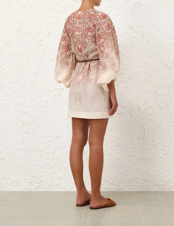 Women Zimmermann Dresses and Coverups Wylie Mini Dress Peach Ikat