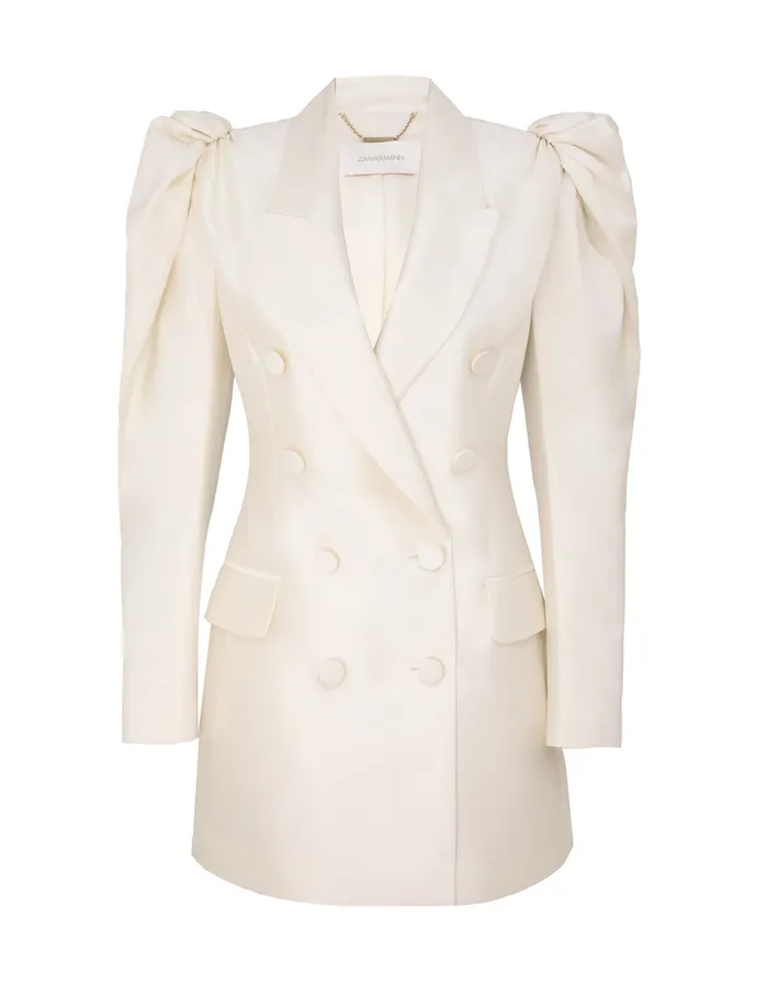 Women Zimmermann Dresses Crush Double Breasted Mini Cream