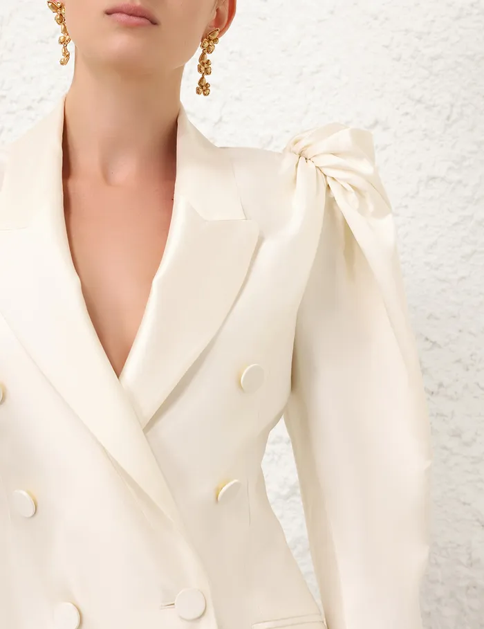 Women Zimmermann Dresses Crush Double Breasted Mini Cream