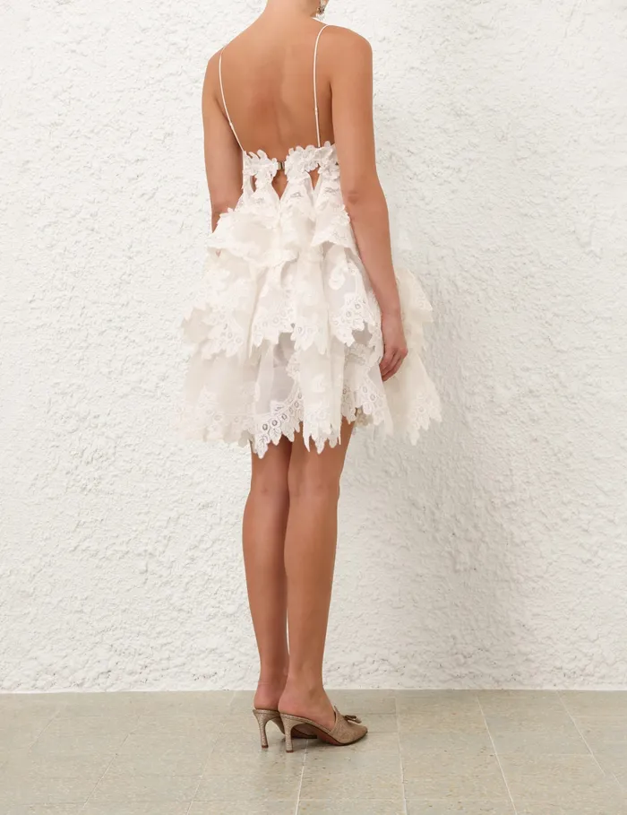 Women Zimmermann Dresses Crush Tiered Lace Dress Ivory