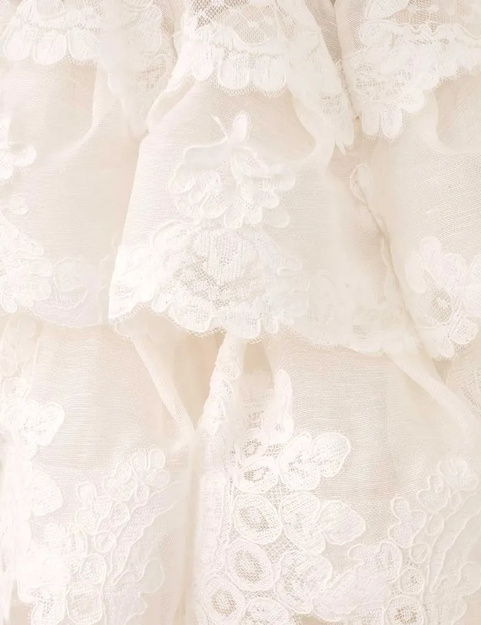 Women Zimmermann Dresses Crush Tiered Lace Dress Ivory