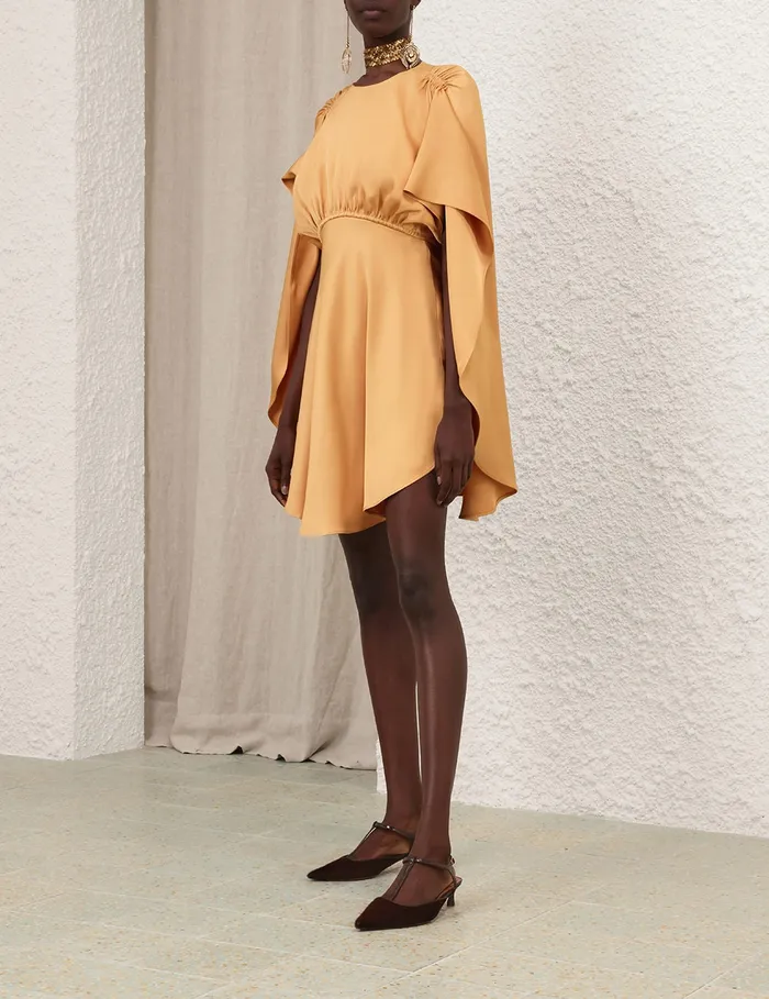 Women Zimmermann Dresses Eden Cascading Mini Dress Dark Tea