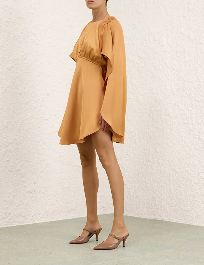 Women Zimmermann Dresses Eden Cascading Mini Dress Dark Tea