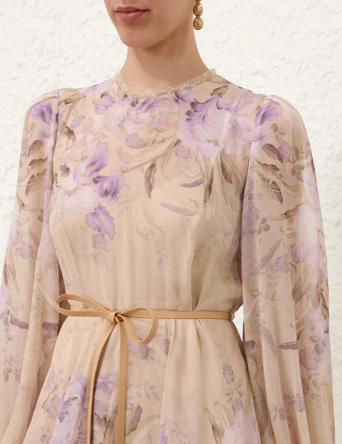 Women Zimmermann Dresses Eden Lace Edge Midi Dress Natural Iris