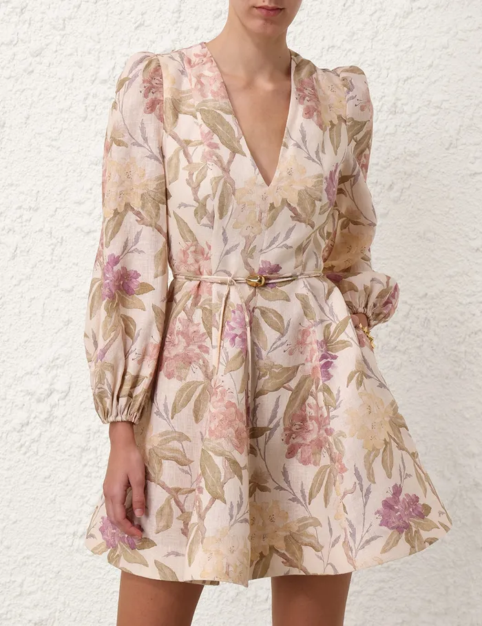 Women Zimmermann Dresses Illustration Belted Flip Dress Cream Inca Lily