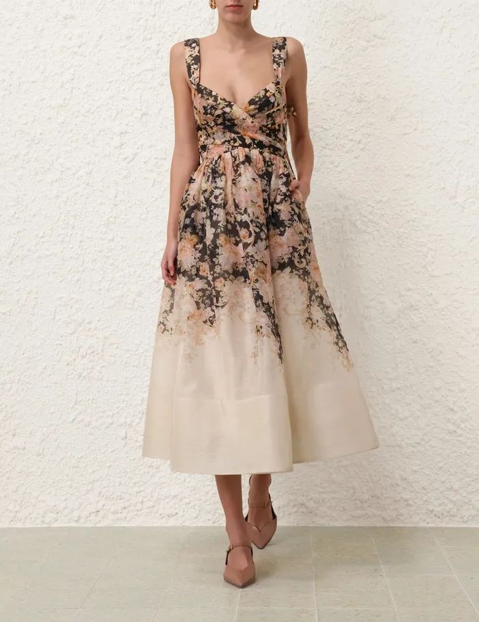 Women Zimmermann Dresses Illustration Midi Dress Tea Rococo Floral