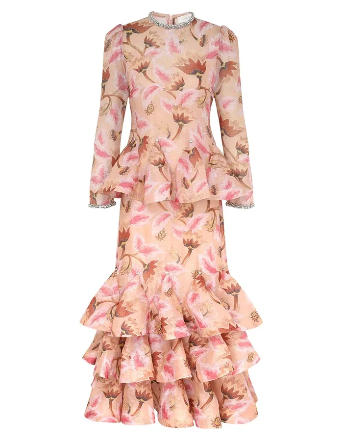 Women Zimmermann Dresses Illustration Tiered Midi Dress Myrtle Eden