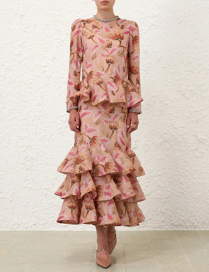 Women Zimmermann Dresses Illustration Tiered Midi Dress Myrtle Eden