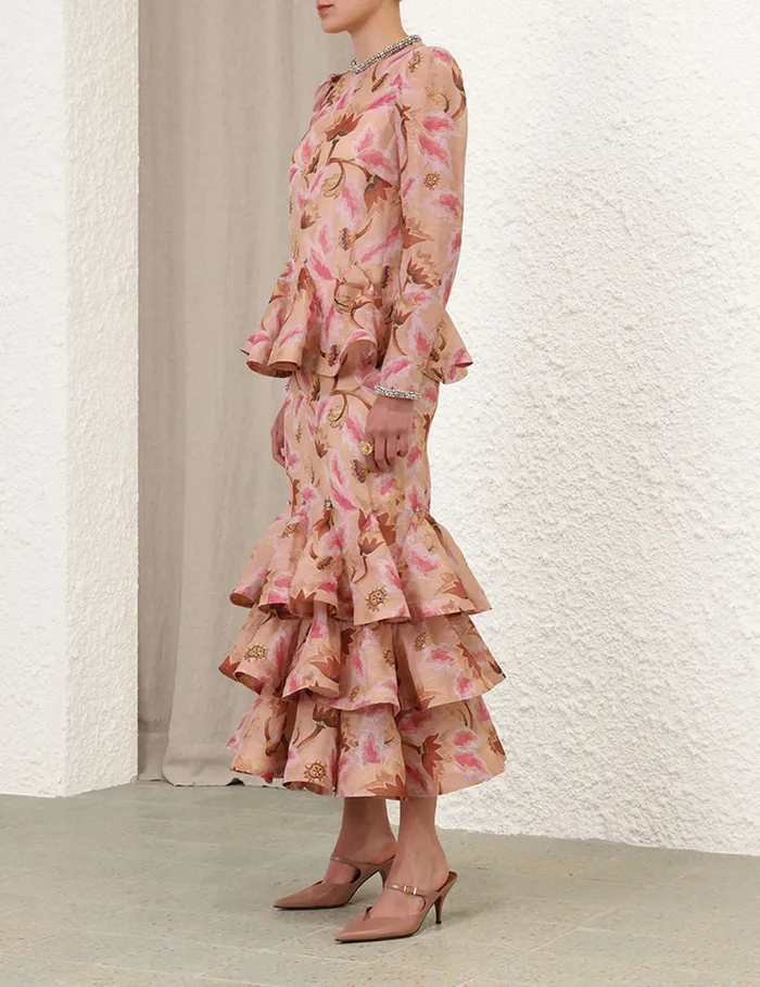Women Zimmermann Dresses Illustration Tiered Midi Dress Myrtle Eden
