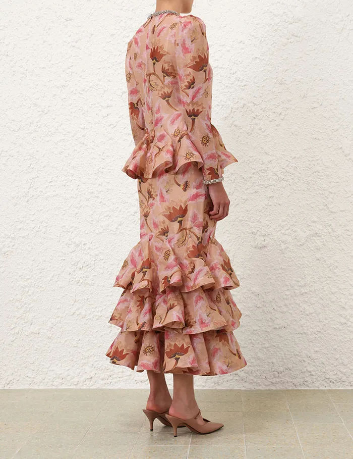 Women Zimmermann Dresses Illustration Tiered Midi Dress Myrtle Eden
