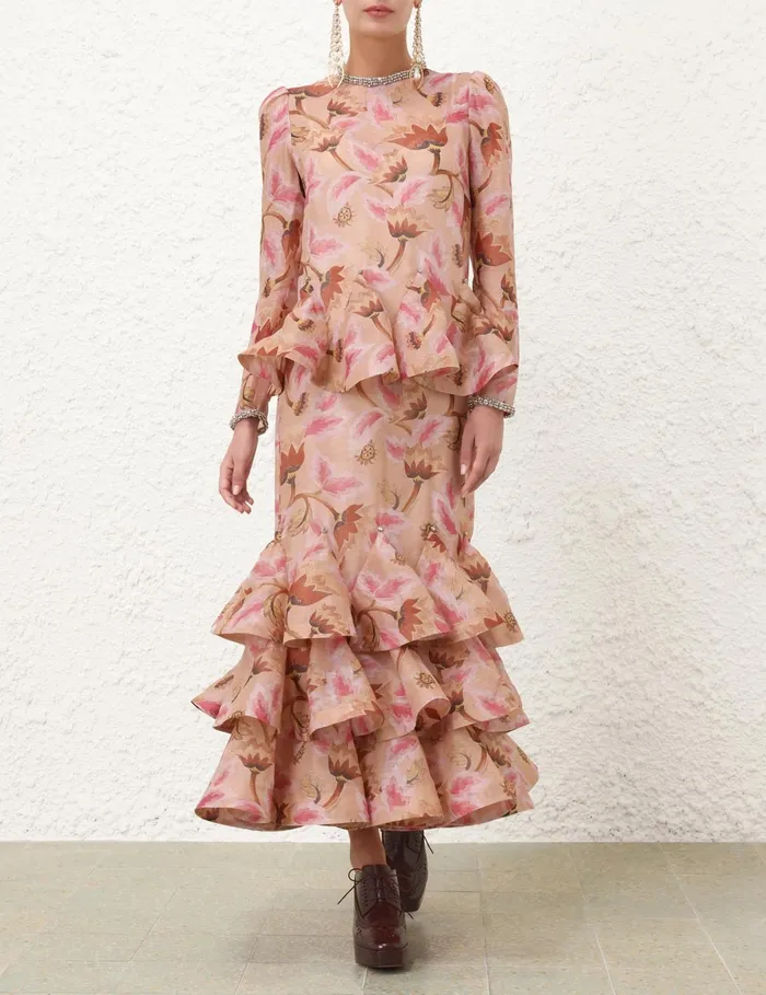 Women Zimmermann Dresses Illustration Tiered Midi Dress Myrtle Eden