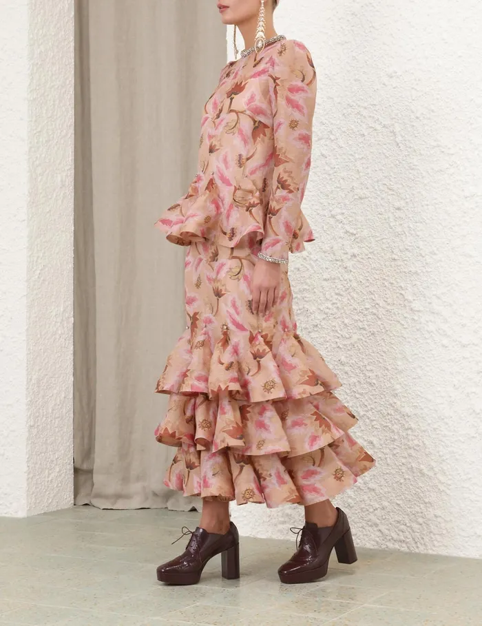 Women Zimmermann Dresses Illustration Tiered Midi Dress Myrtle Eden