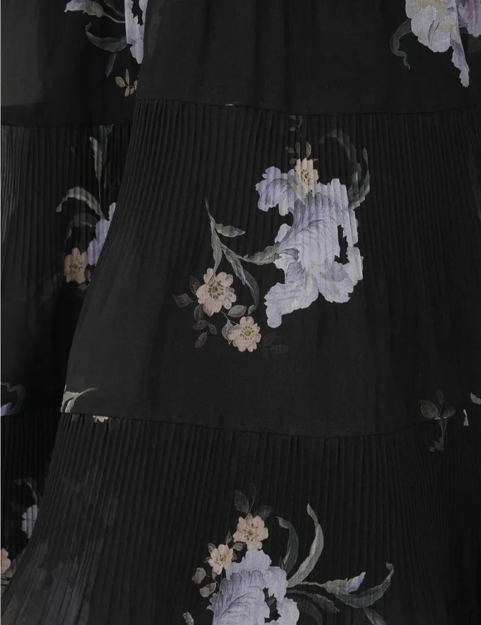 Women Zimmermann Dresses Pleated Mini Dress Black Iris Floral