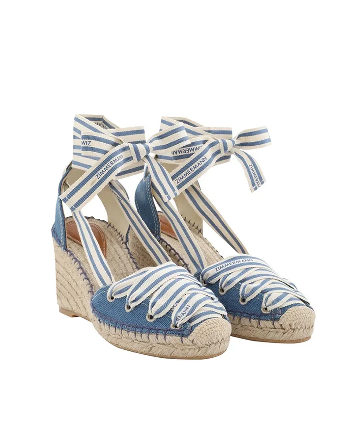 Women Zimmermann Heeled Sandals Sol Espadrille 95 Denim