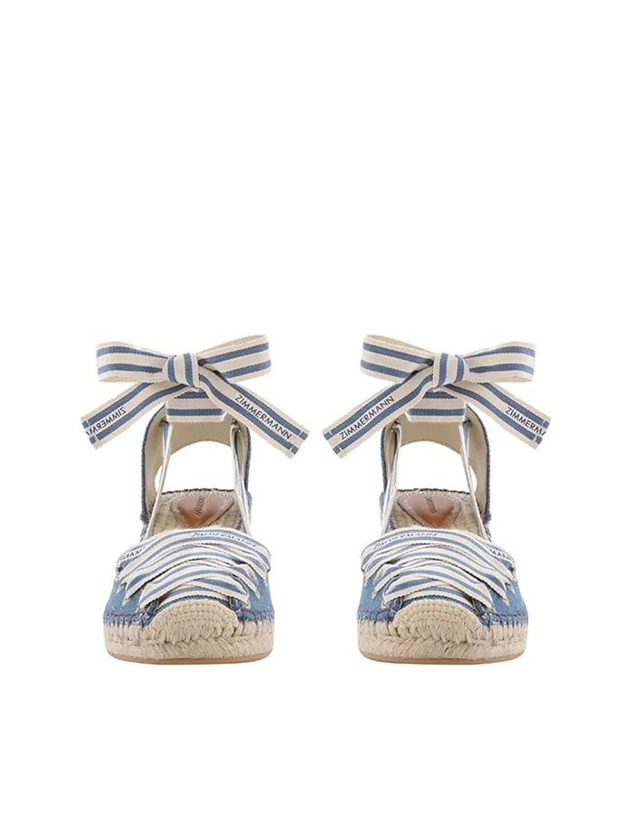 Women Zimmermann Heeled Sandals Sol Espadrille 95 Denim
