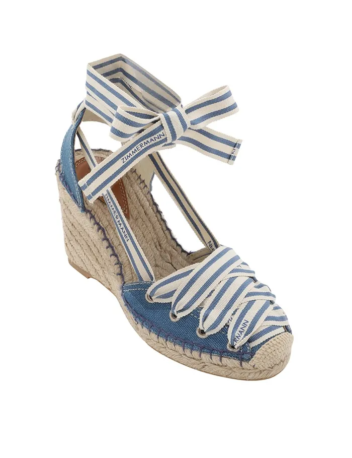 Women Zimmermann Heeled Sandals Sol Espadrille 95 Denim