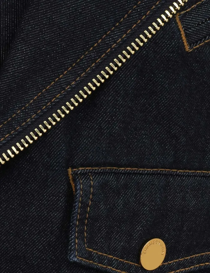 Women Zimmermann Jackets and Coats Crush Denim Biker Jacket Night Sky