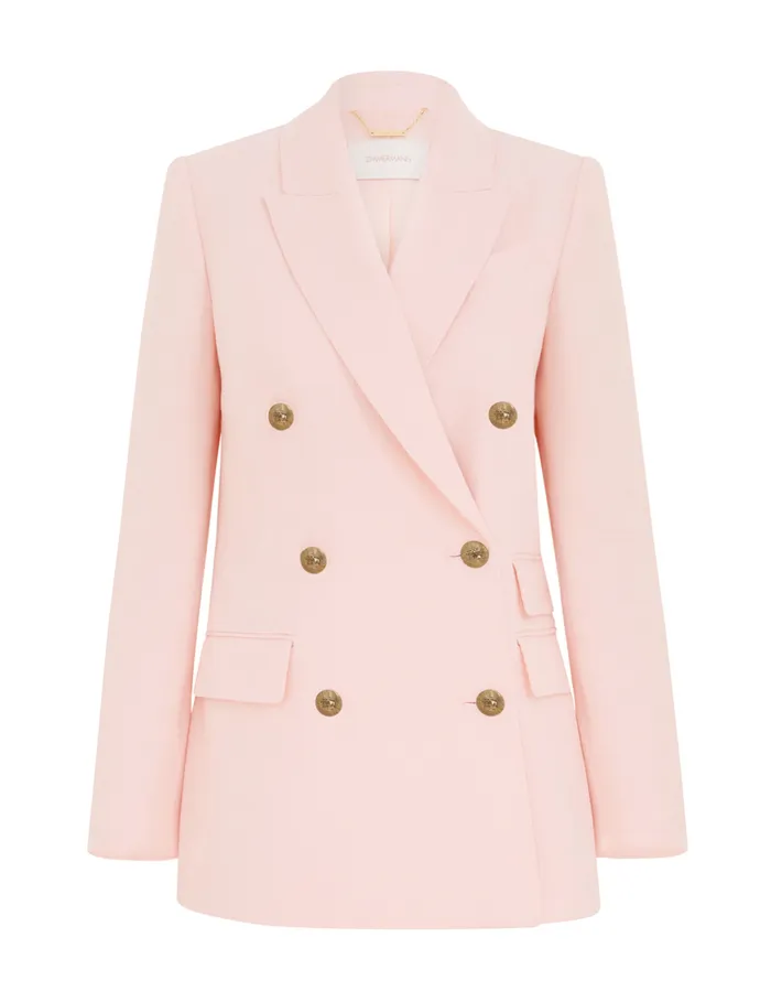 Women Zimmermann Jackets and Coats Crush Double Breasted Jacket Pink