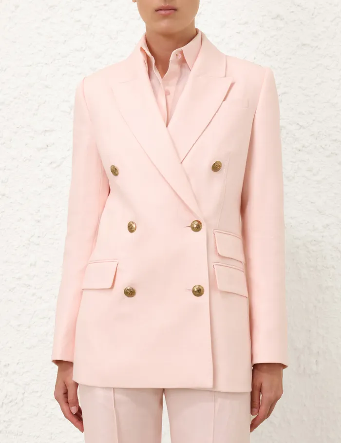 Women Zimmermann Jackets and Coats Crush Double Breasted Jacket Pink