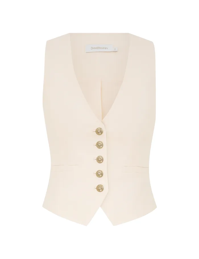Women Zimmermann Jackets and Coats Crush Linen Waistcoat Cream
