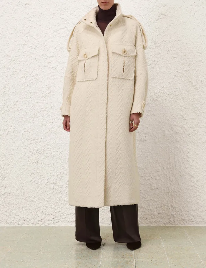 Women Zimmermann Jackets and Coats Illustration Chevron Coat Cream