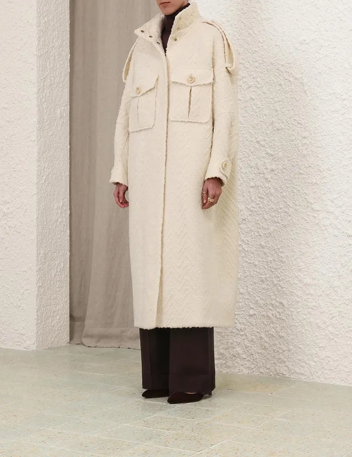 Women Zimmermann Jackets and Coats Illustration Chevron Coat Cream