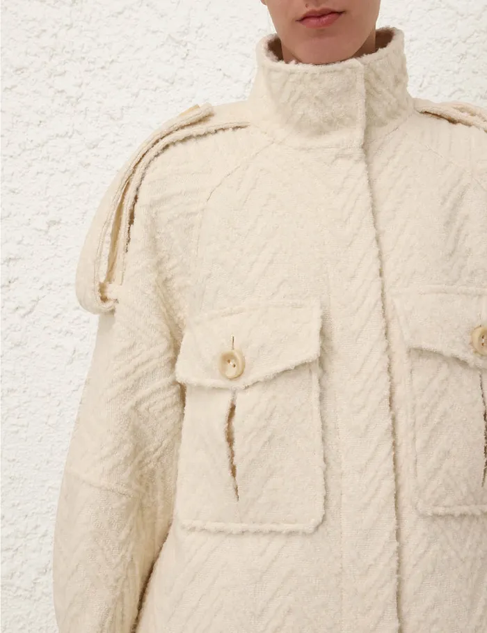 Women Zimmermann Jackets and Coats Illustration Chevron Coat Cream