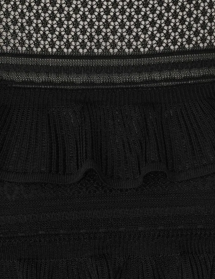 Women Zimmermann Knitwear Crush High Neck Frilled Mini Black