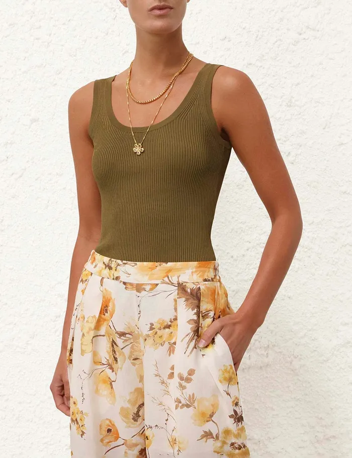 Women Zimmermann Knitwear Ottie Scoop Neck Tank Olive