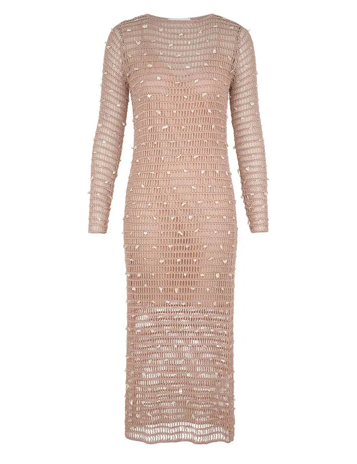 Women Zimmermann Knitwear Wylie Shell Crochet Midi Taupe