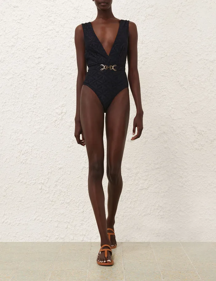 Women Zimmermann One Pieces Maxine Textured Plunge 1pc Black