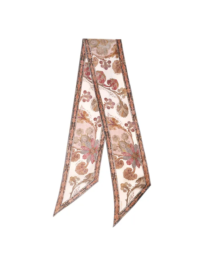 Women Zimmermann Scarves Printed Silk Neck Scarf Tear Drop Rug Cream