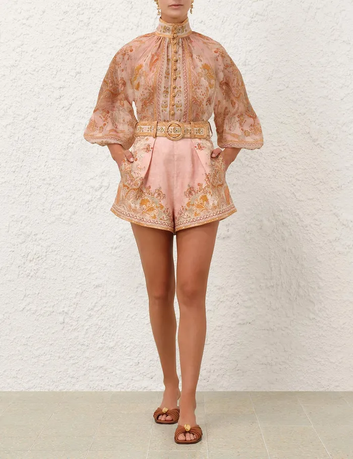 Women Zimmermann Shorts and Pants Acacia Tuck Short Creampink Multi