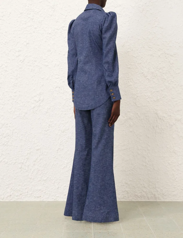 Women Zimmermann Shorts and Pants Eden Chambray Flare Pant Chambray
