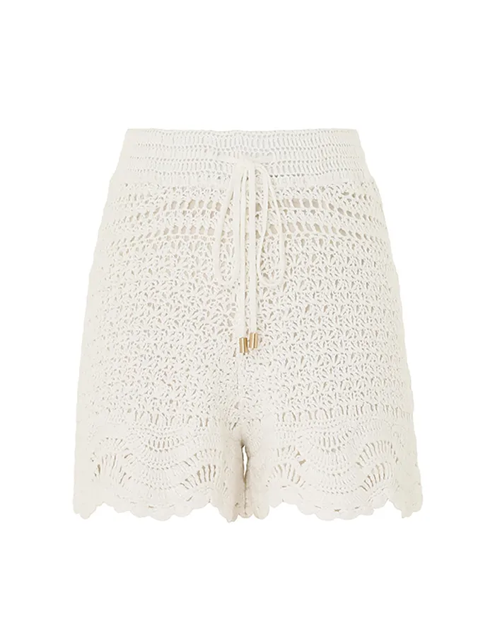 Women Zimmermann Shorts and Pants Lightburst Textured Shorts Ivory
