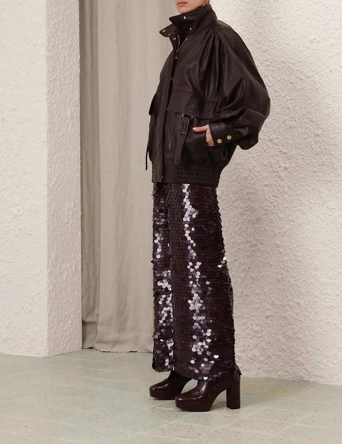 Women Zimmermann Skirts Eden Sequin Maxi Skirt Mahogany