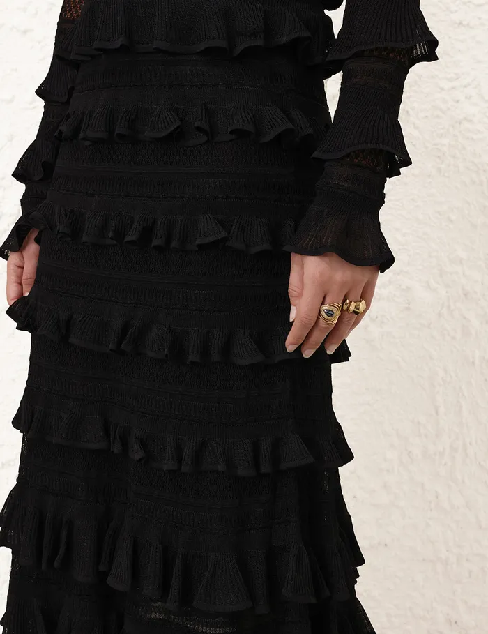 Women Zimmermann Skirts Illustration Frilled Skirt Black