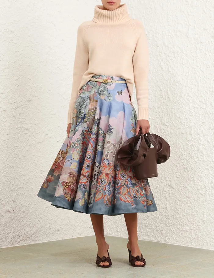 Women Zimmermann Skirts Illustration Godet Skirt Eden Garden